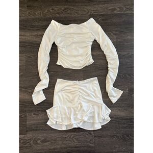NWOT Miscreants London x Revolve Halo Mini Skirt And Blouse In White Size US 4
